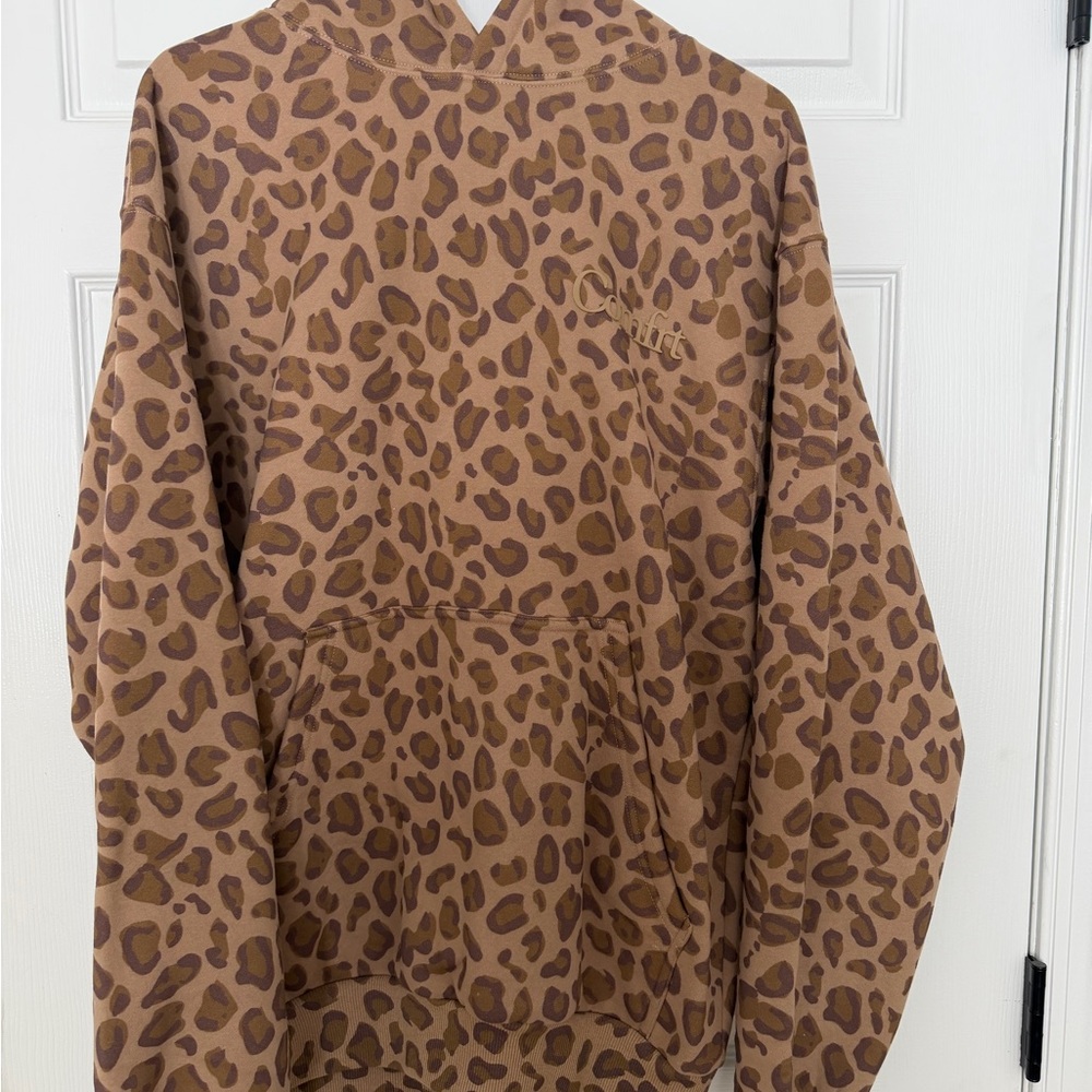 Stylish Women's Leopard Print Hoodie - Brown - Picture 5 of 8